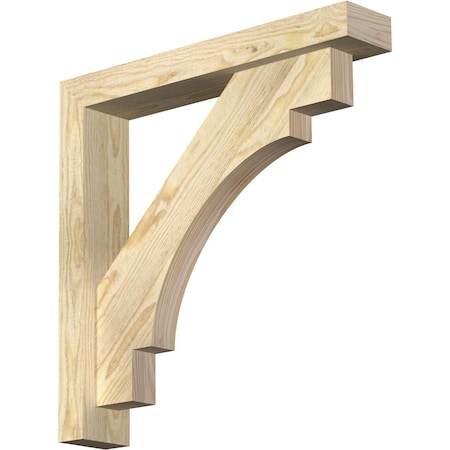 Ekena Millwork Merced Block Rough Sawn Bracket w/ Offset Brace, Douglas Fir, 4"W x 22"D x 22"H BKT0402X22X22MRC05RDF